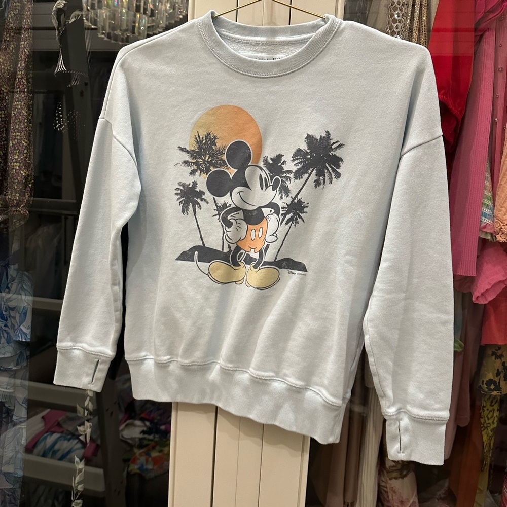 Abercrombie Kids Light Blue Mickey Mouse Crewneck Sweater